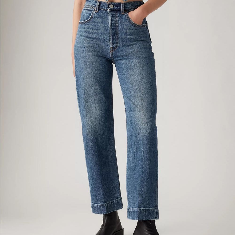 Levi's Ribcage Straight Ankle Tailored Jeans - Dark Wash - Worn Once